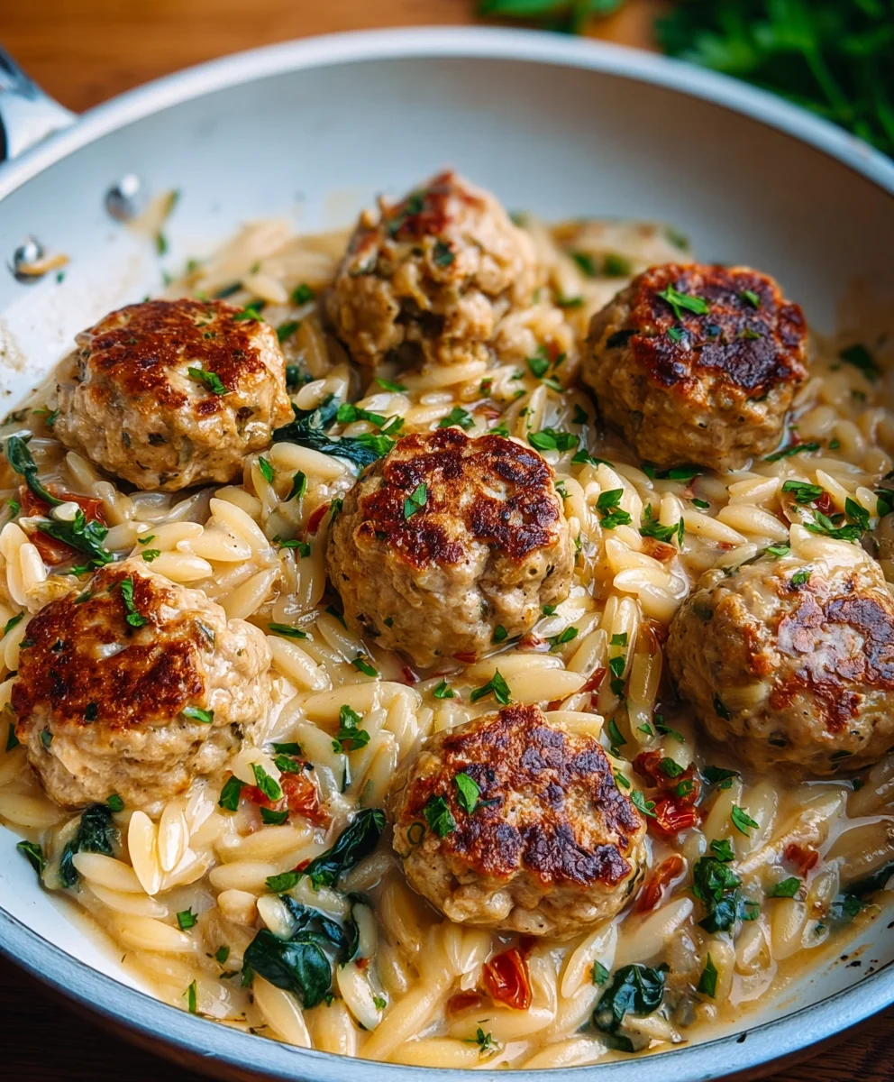 Marry Me Chicken Meatball Orzo Recipe - Creamy & Easy