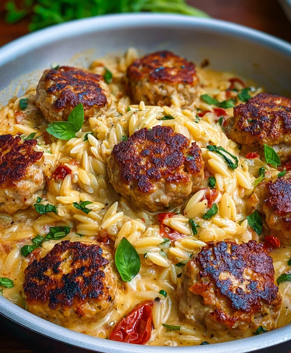 Marry Me Chicken Meatball Orzo Recipe - Creamy & Easy