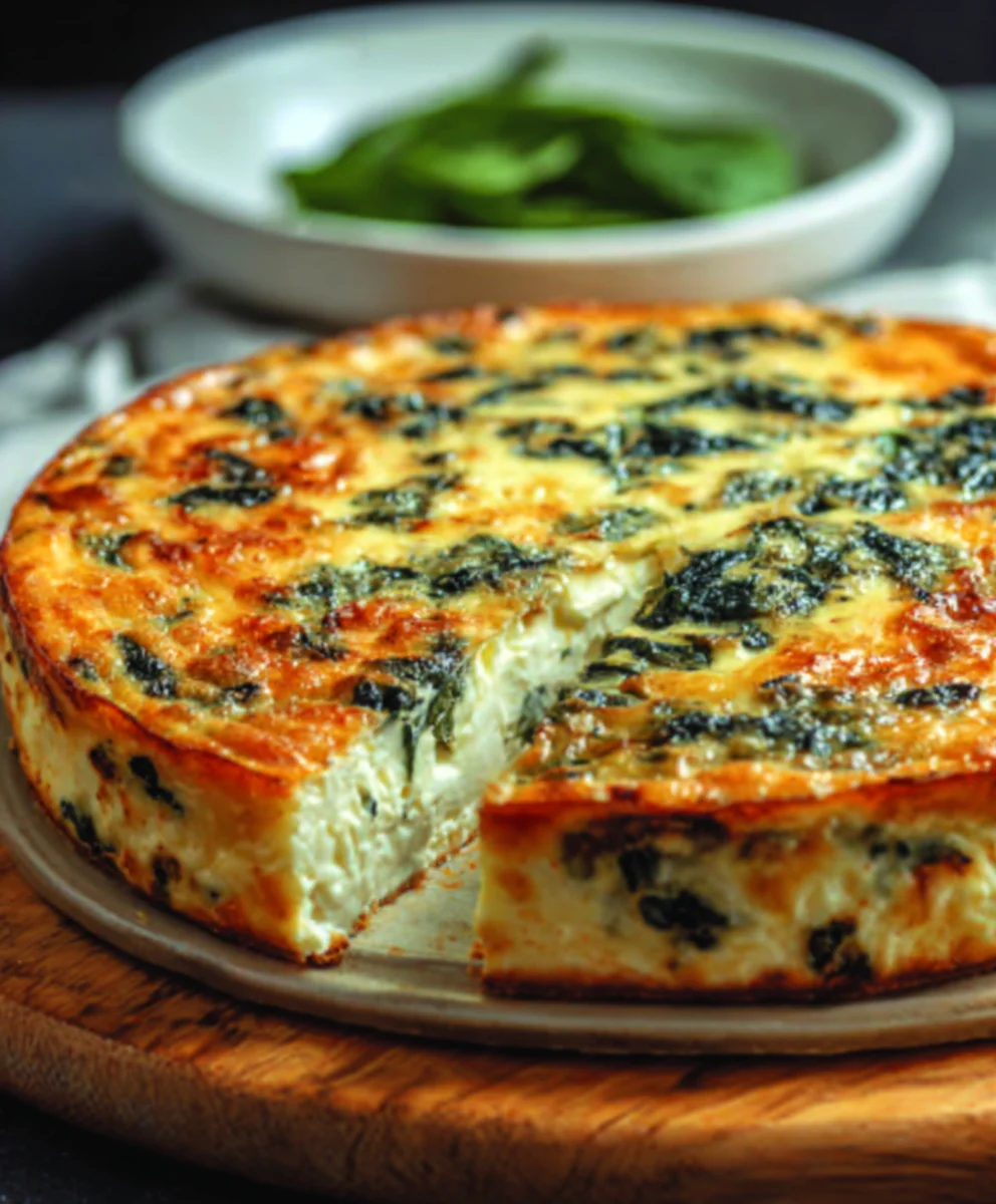 Spinach Cottage Cheese Crustless Quiche - Easy Bake