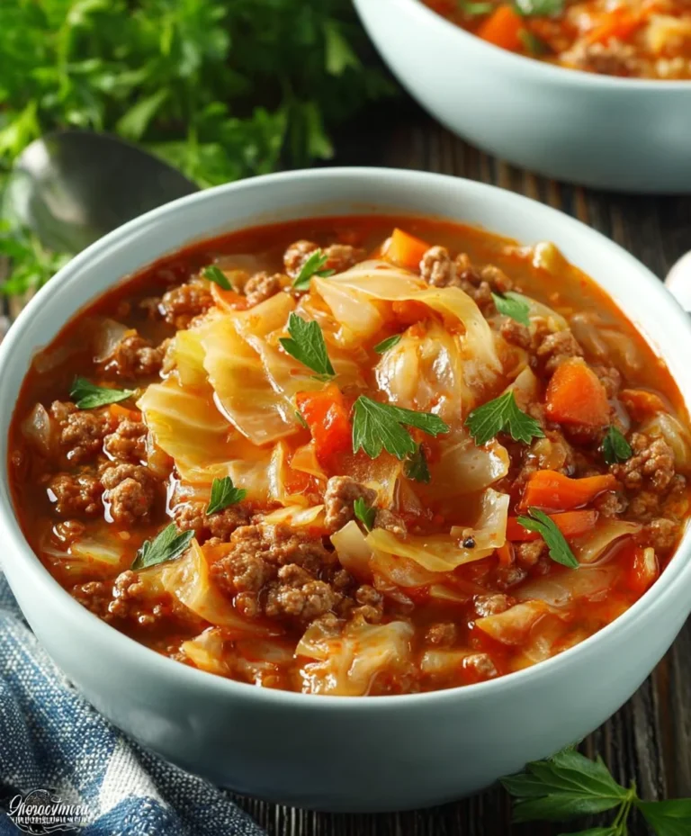 Hearty Cabbage Roll Soup- Delicious Beef & Veggie Recipe