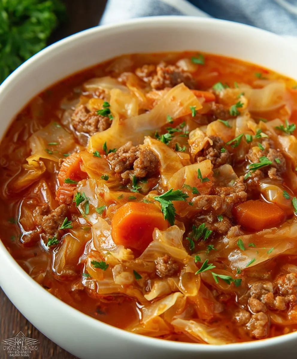 Hearty Cabbage Roll Soup- Delicious Beef & Veggie Recipe