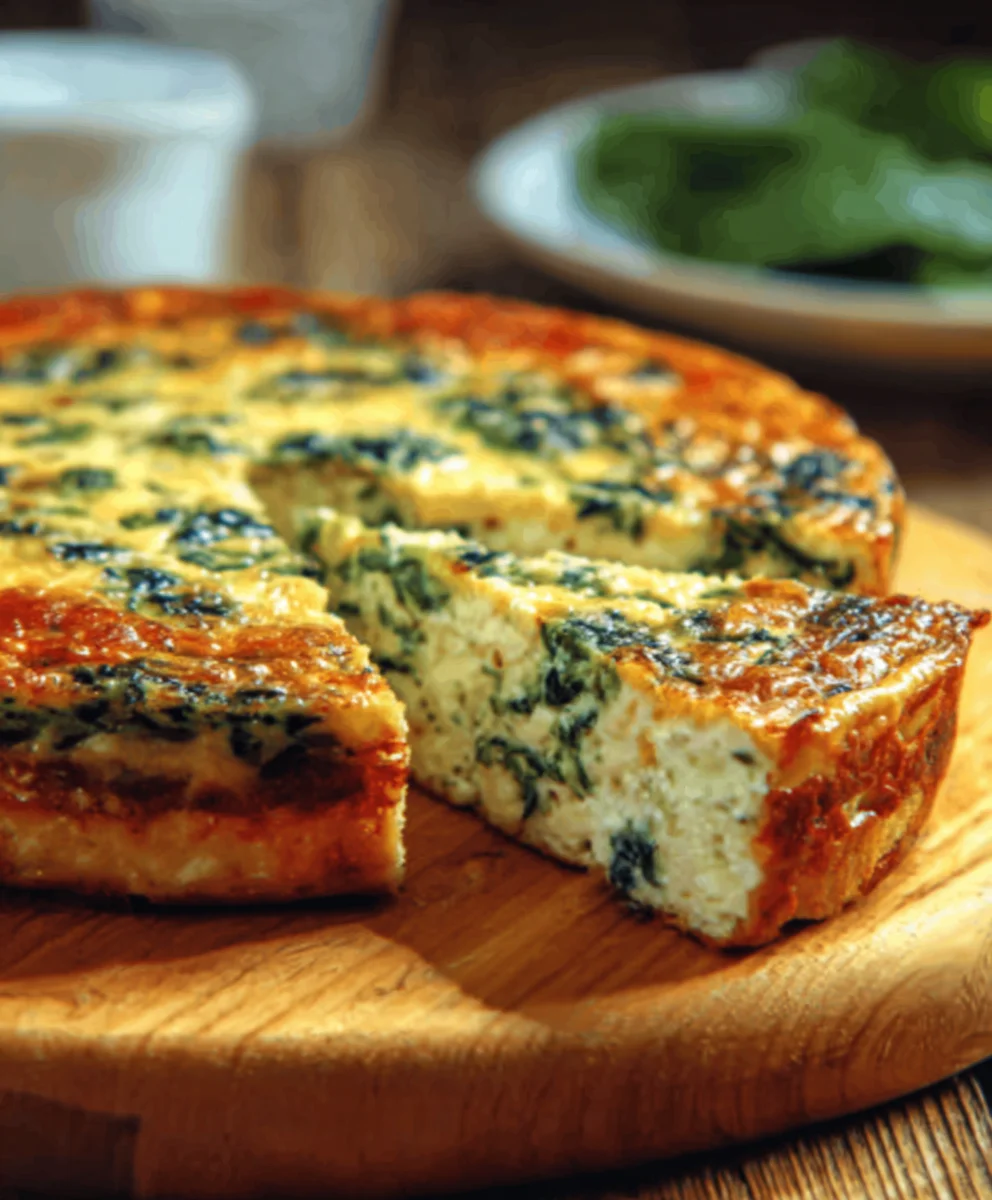Spinach Cottage Cheese Crustless Quiche - Easy Bake