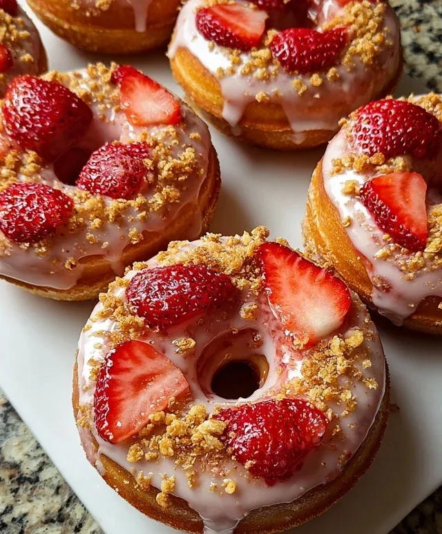 Freshly Glazed Strawberry Crunch Donuts