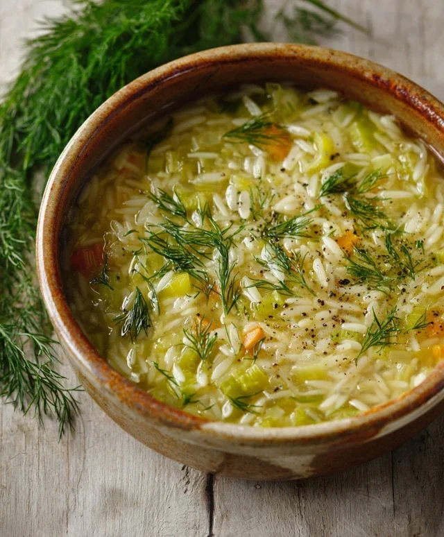 Orzo Leek and Dill Soup