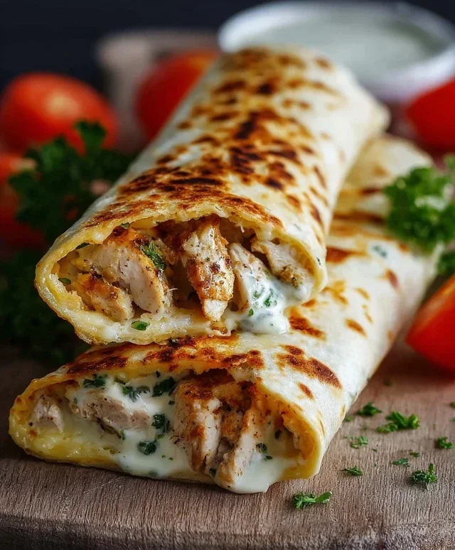 Low Carb Cheesy Garlic Chicken Wraps