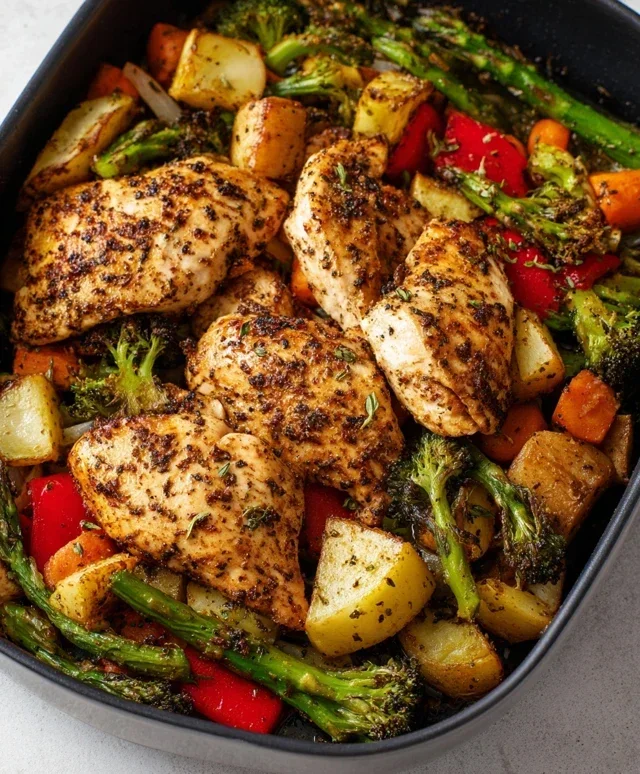 Air Fryer Chicken and Vegetables (in 15 minutes!)