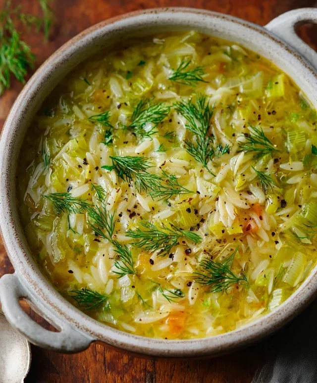 Orzo Leek and Dill Soup