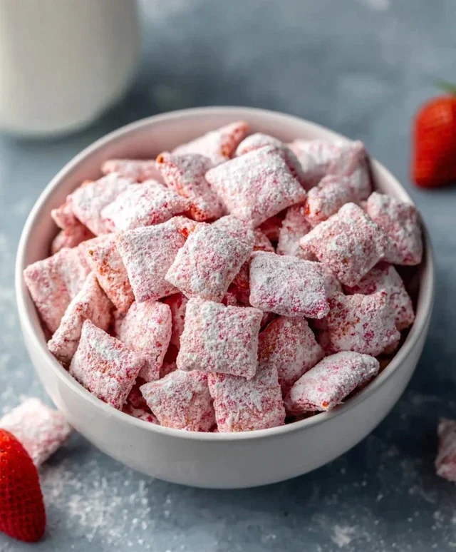 Easy Strawberry Shortcake Puppy Chow