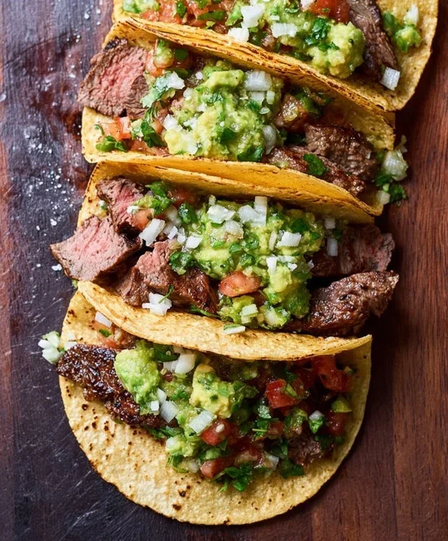 Grilled Steak Tacos with Avocado Salsa