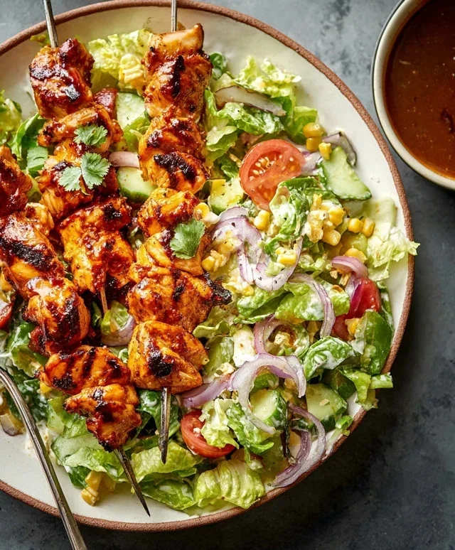 BBQ Chicken Skewer Salad