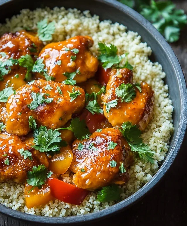 Sweet and Sticky 3 Ingredient Apricot Chicken with Cauliflower Rice