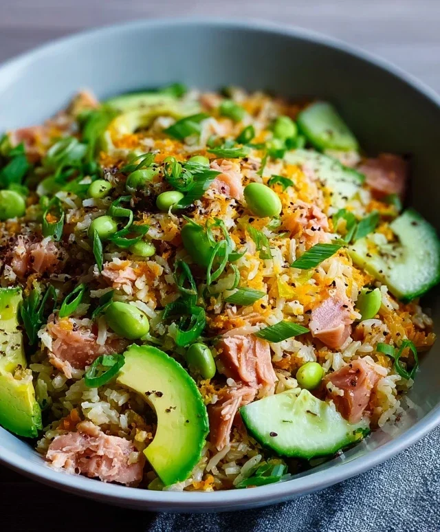 Tuna Avocado Crispy Rice Salad