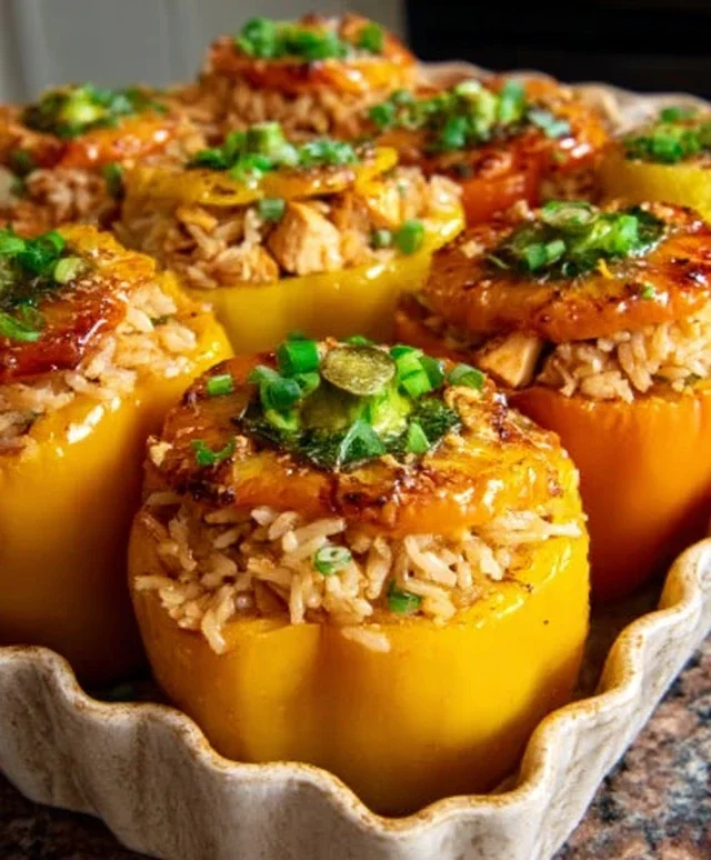 Teriyaki Pineapple Chicken and Rice Stuffed Peppers: A Sweet and Savory Meal