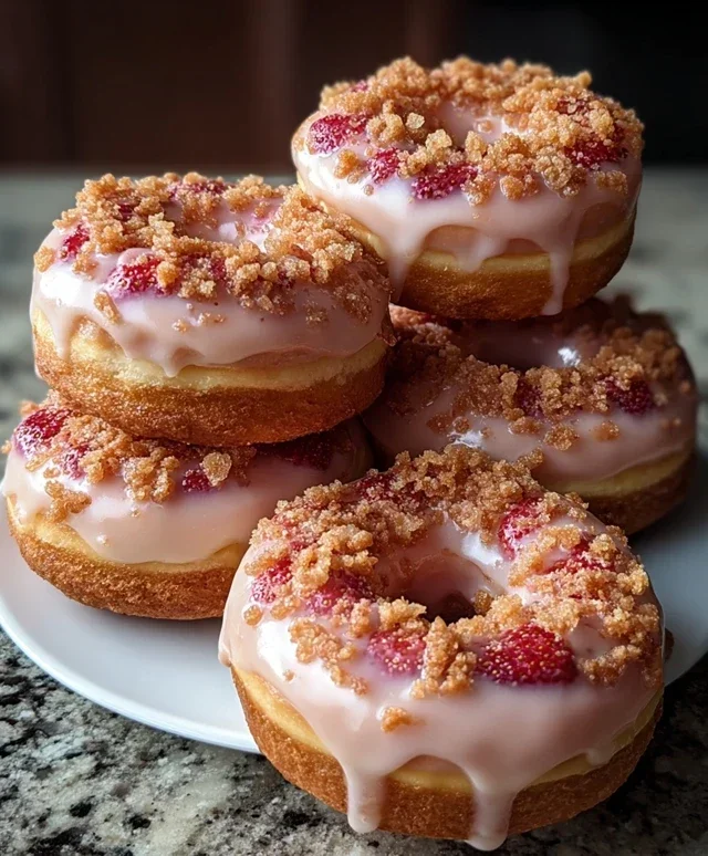 Freshly Glazed Strawberry Crunch Donuts