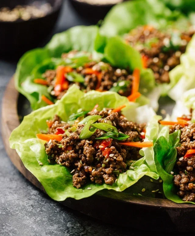Asian Style Ground Beef Lettuce Wraps
