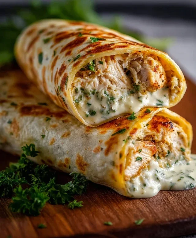 Low Carb Cheesy Garlic Chicken Wraps
