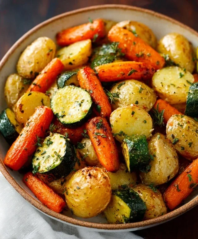 Garlic Herb Roasted Potatoes Carrots and Zucchini