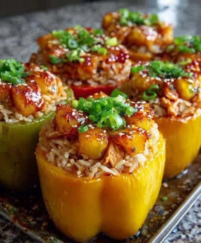 Teriyaki Pineapple Chicken and Rice Stuffed Peppers: A Sweet and Savory Meal
