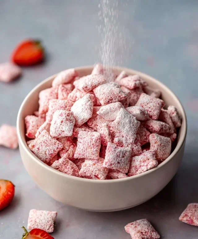 Easy Strawberry Shortcake Puppy Chow