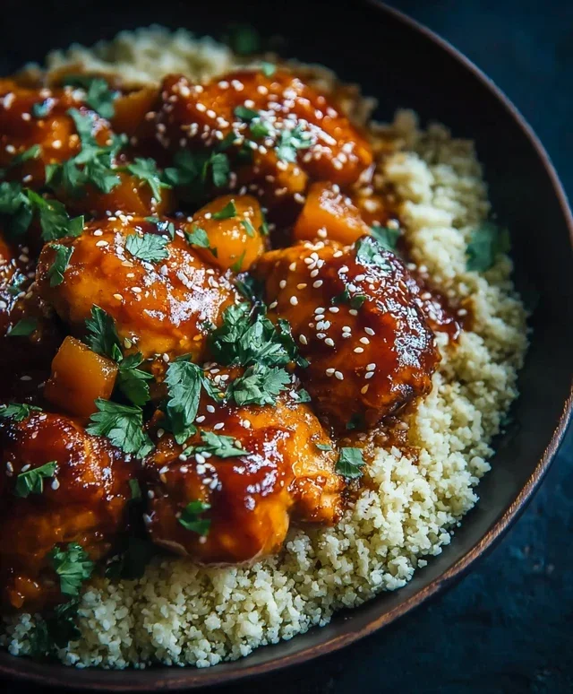 Sweet and Sticky 3 Ingredient Apricot Chicken with Cauliflower Rice