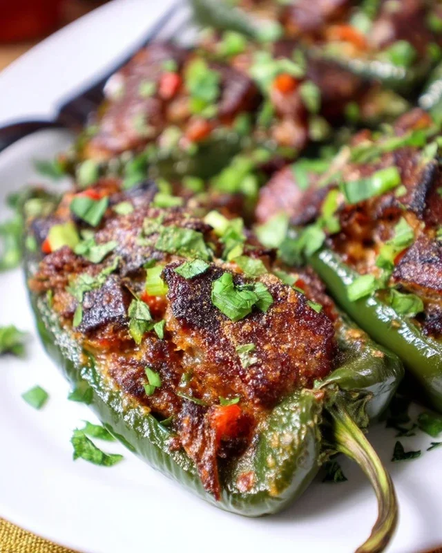 Brisket Stuffed Poblano Peppers