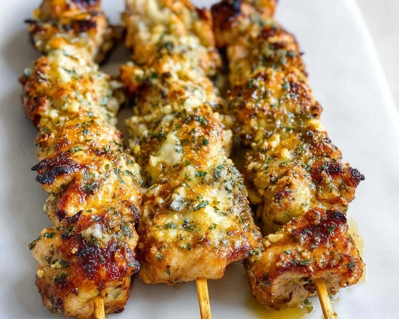 Ranch Garlic Parmesan Chicken Skewers
