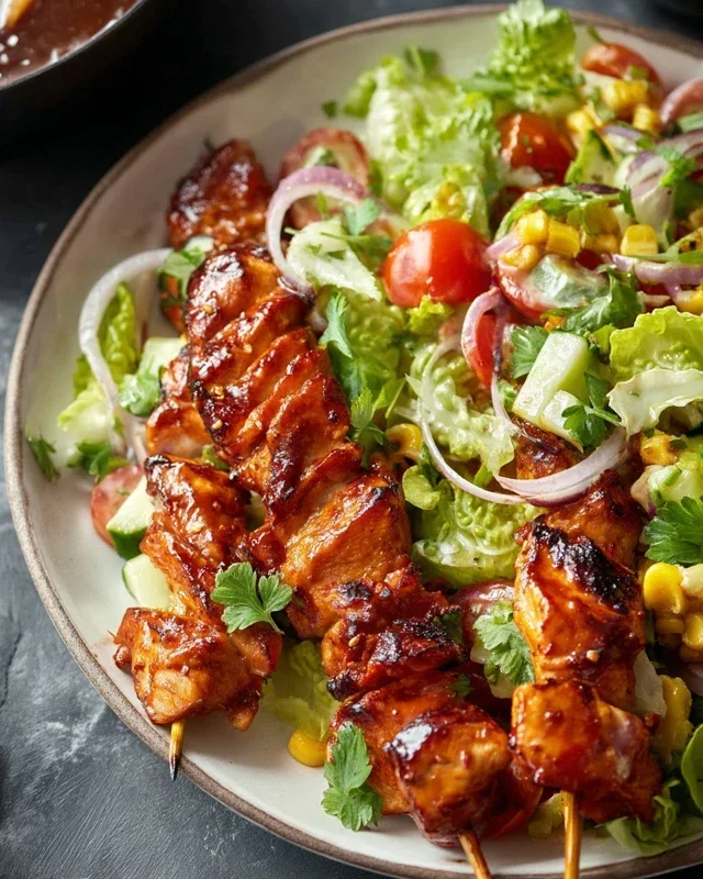 BBQ Chicken Skewer Salad