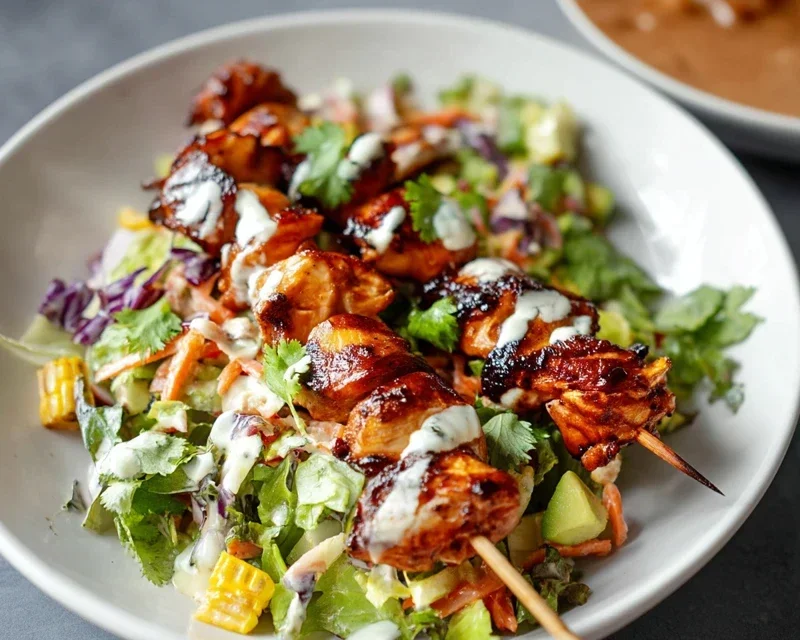 BBQ Chicken Skewer Salad
