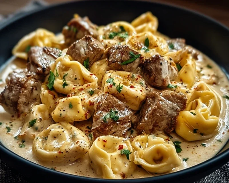 Cracked Garlic Steak Tortellini in Creamhouse Sauce Bliss