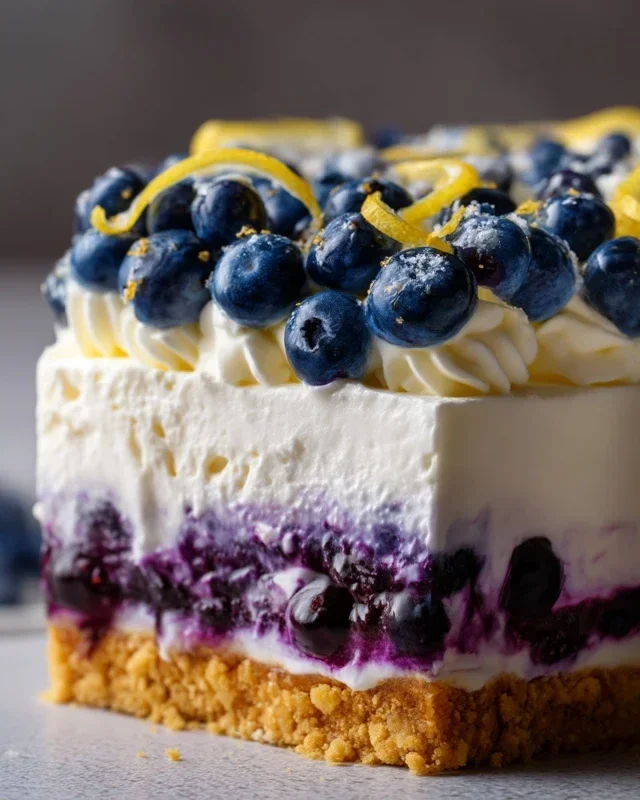 No-Bake Lemon dazzling Blueberry cream Cake