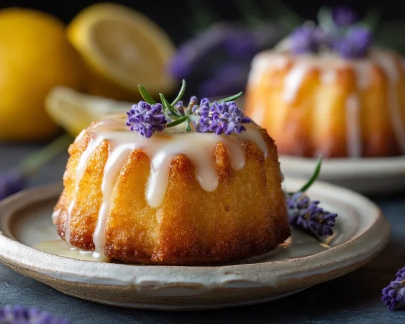 Mini Lemon Cakes With Lavender Glaze