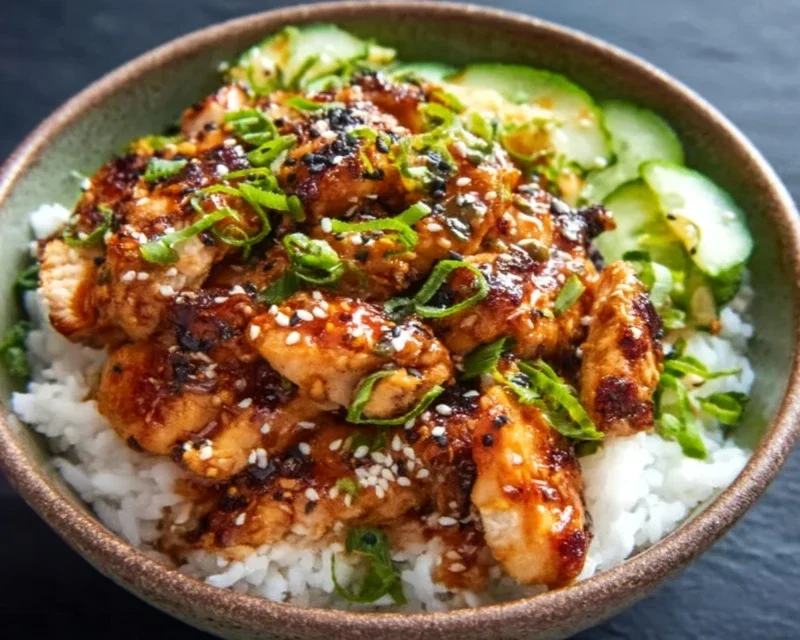 Spicy Honey-Gin Extract Extractger Chicken Bowls with Yum Yum Sauce