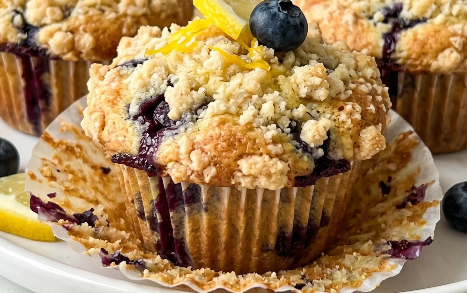 Lemon Blueberry Streusel Muffins