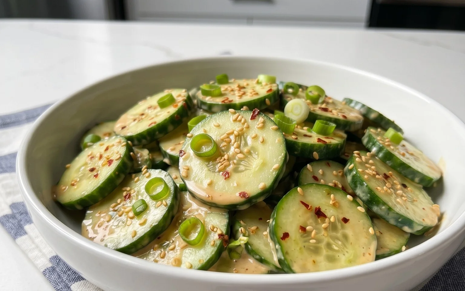 Creamy Asian Cucumber Salad Bowl