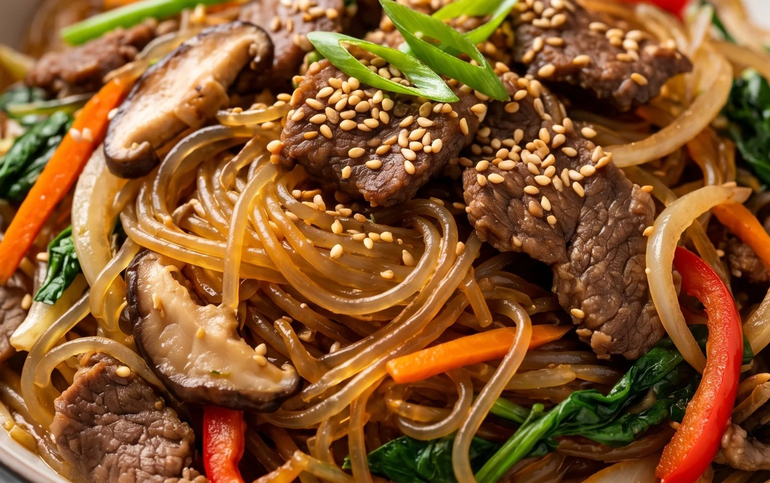 Japchae (Korean Glass Noodle Stir Fry)