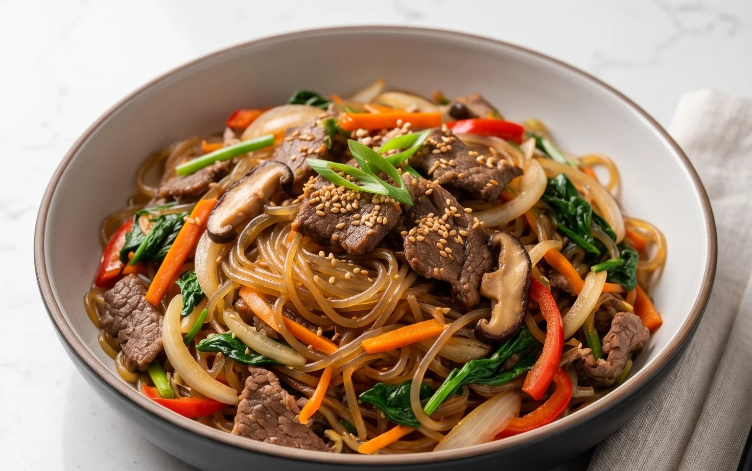 Japchae (Korean Glass Noodle Stir Fry)