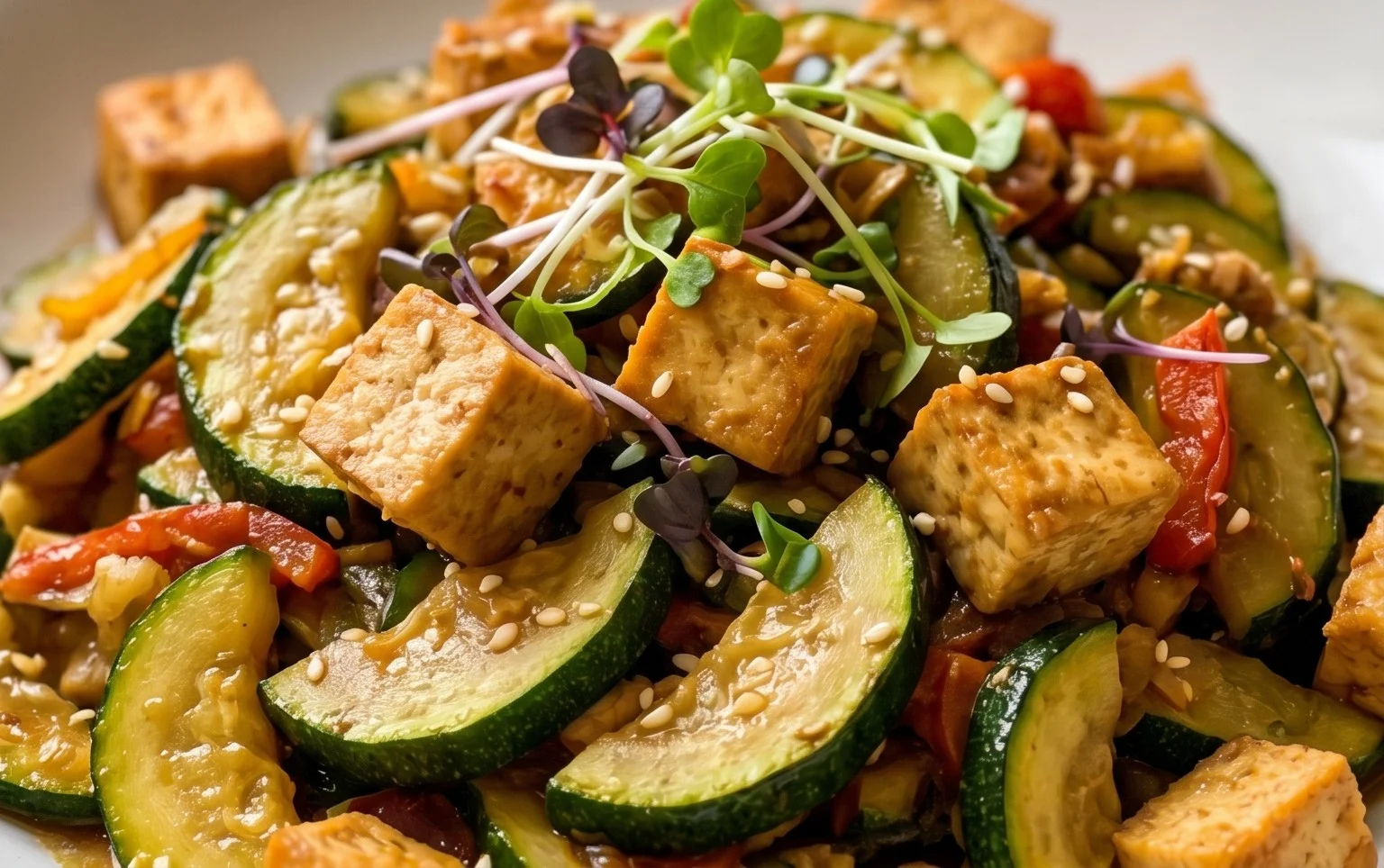 Zucchini Stir Fry With Tofu (Vegan)