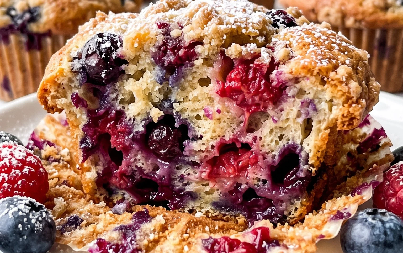 Bakery Style Mixed Berry Muffins | with Frozen Berries