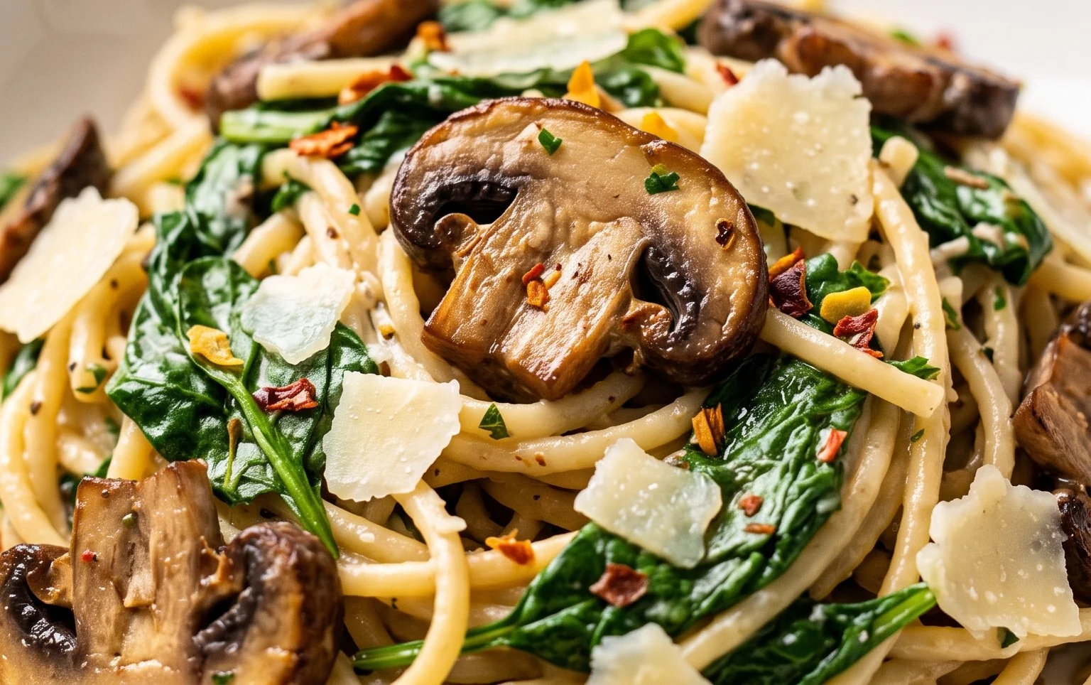 Parmesan Spinach Mushroom Pasta Skillet