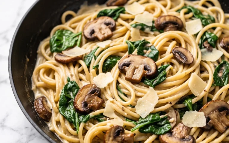 Parmesan Spinach Mushroom Pasta Skillet