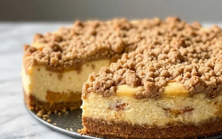 Peach Cream Cheese Cake with Streusel Topping