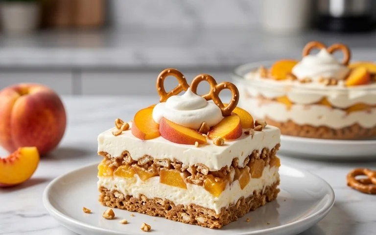 Peach Pretzel Salad Dessert