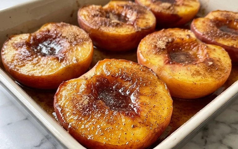 Cinnamon Sugar Baked Peaches