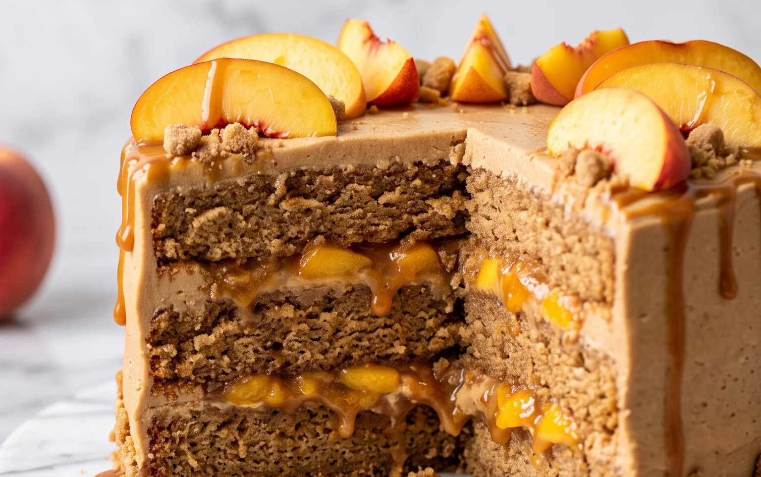 Brown Sugar Layer Cake with Peach Filling