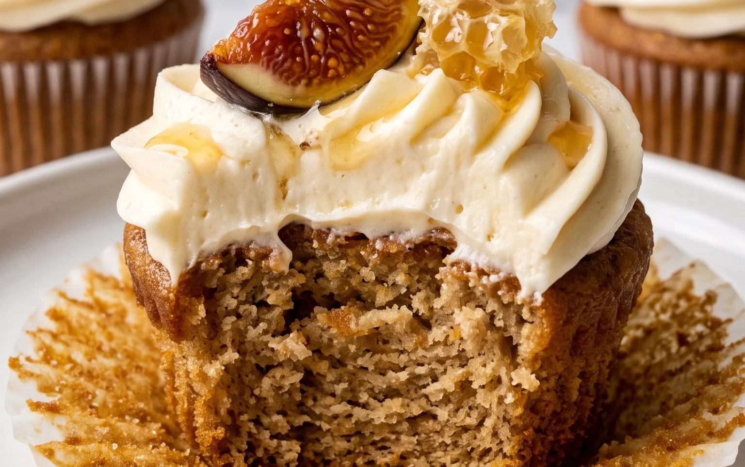 Fig Cupcakes with Honey Cream Cheese Frosting