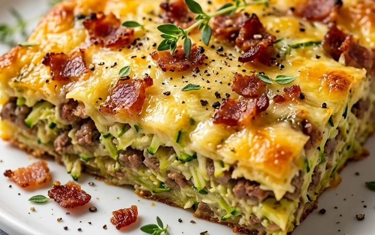 Zucchini and Beef Bacon Slice
