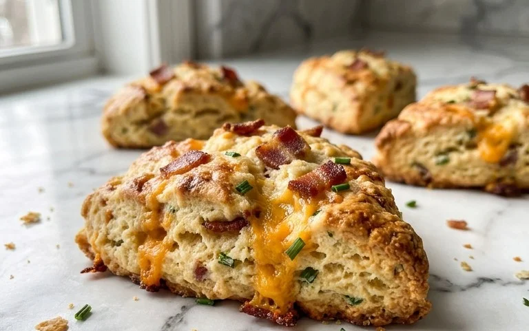 Beef Bacon Cheddar and Chive Scones